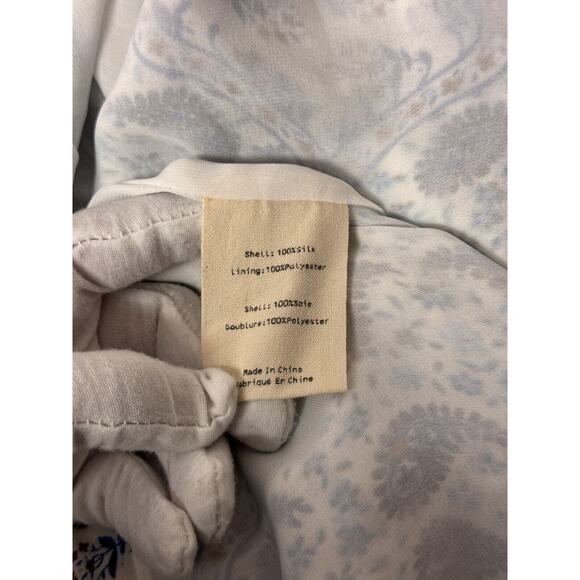 L'AGENCE Dress Small Womens White & Blue Silk Paisley Off Shoulder - Picture 8 of 8